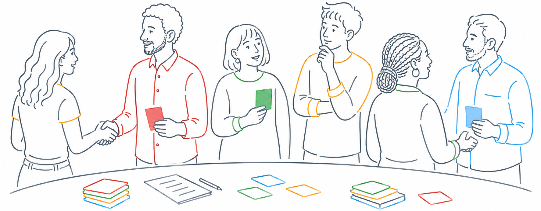 People at the end of a workshop talking together